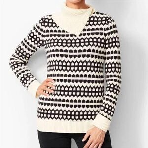 Talbots Women’s Size XS Black White Cotton Blend Pullover Sweater